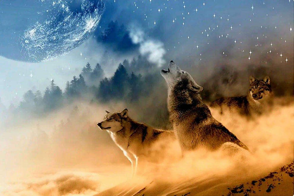 Aesthetic Howling Wolf